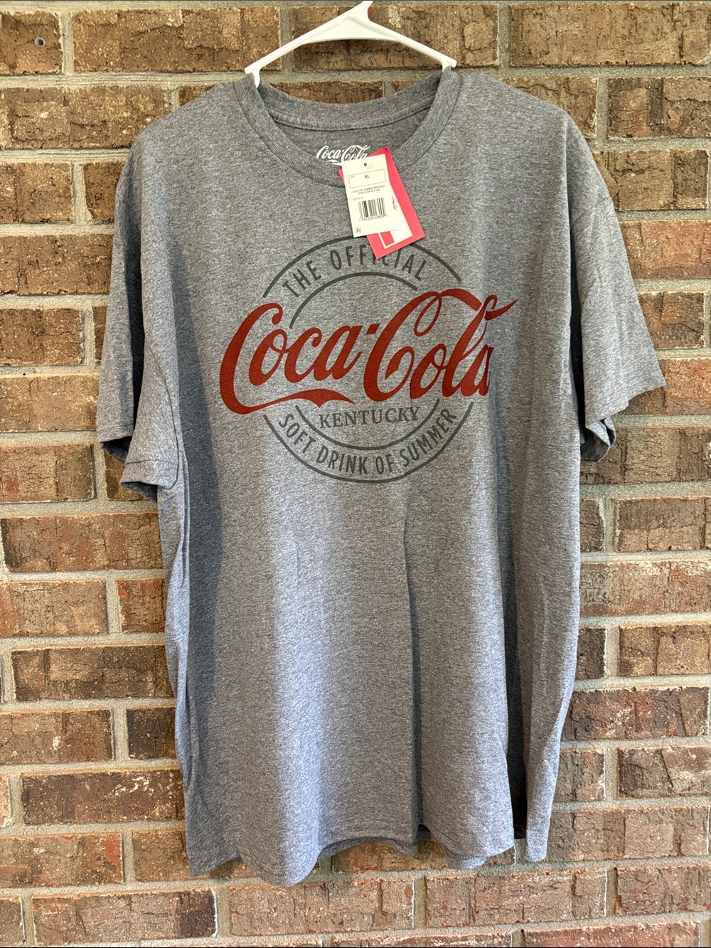 Coca Cola Grey Tee with Red Logo - Short Sleeve Men’s Shirt